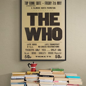 THE WHO Concert poster / Handbill Top Rank Suite, Sunderland - 7 May 1971