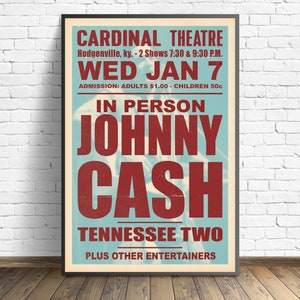 Johnny Cash & The Tennessee Two 1959 Cardinal Theatre concert poster