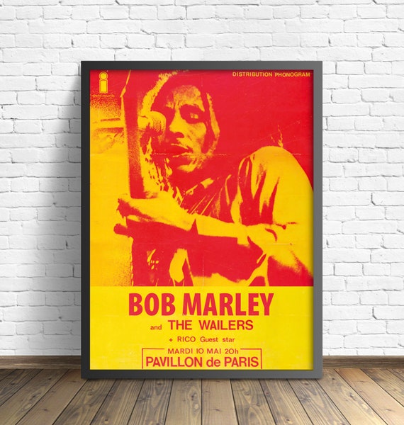 Bob Marley Vintage ポスター Bob Marley Vintage Concert Poster 1977 - Pavillon De Paris