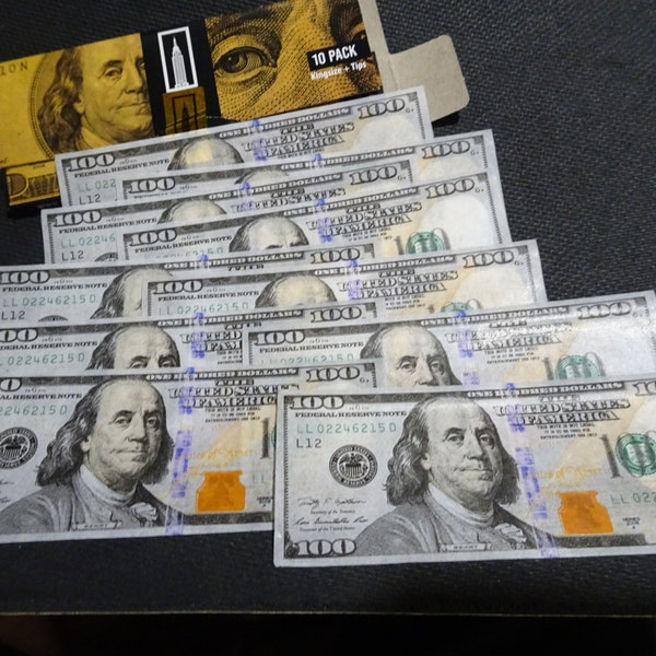 100 USA Bill Printed Cigarette Collectors Edition Rolling Papers 420 Ultra Rare 1 PACK Empire Benny Print