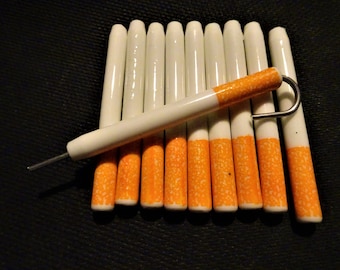 10X Ceramic Quartz Glass Bat One Hitter Cigarette Style Pipe Large Dugout 3&quot; Includes Poker