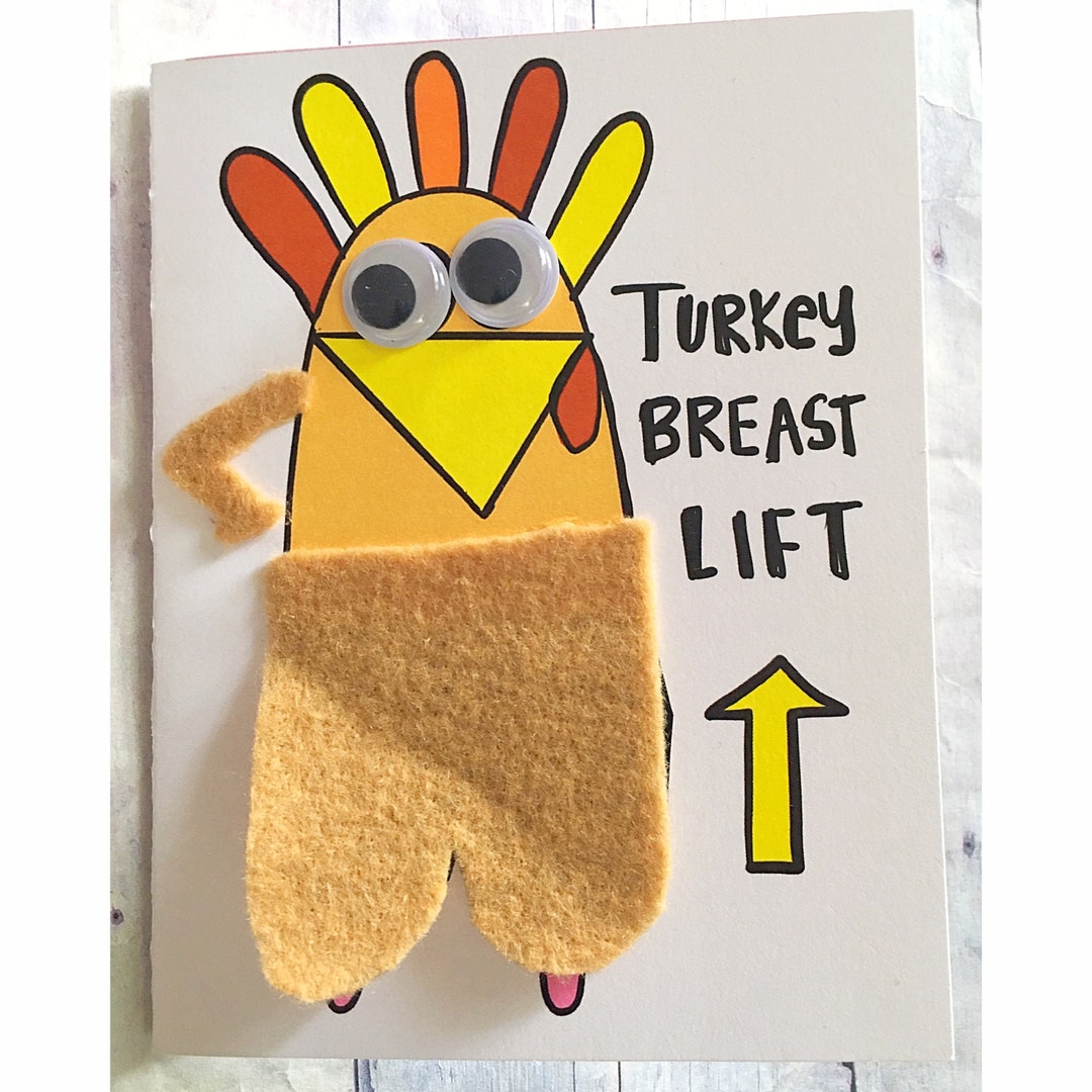 Turkey Breast Lift Popup Card, Boob Card, Happy Turkey Day, Breast Card