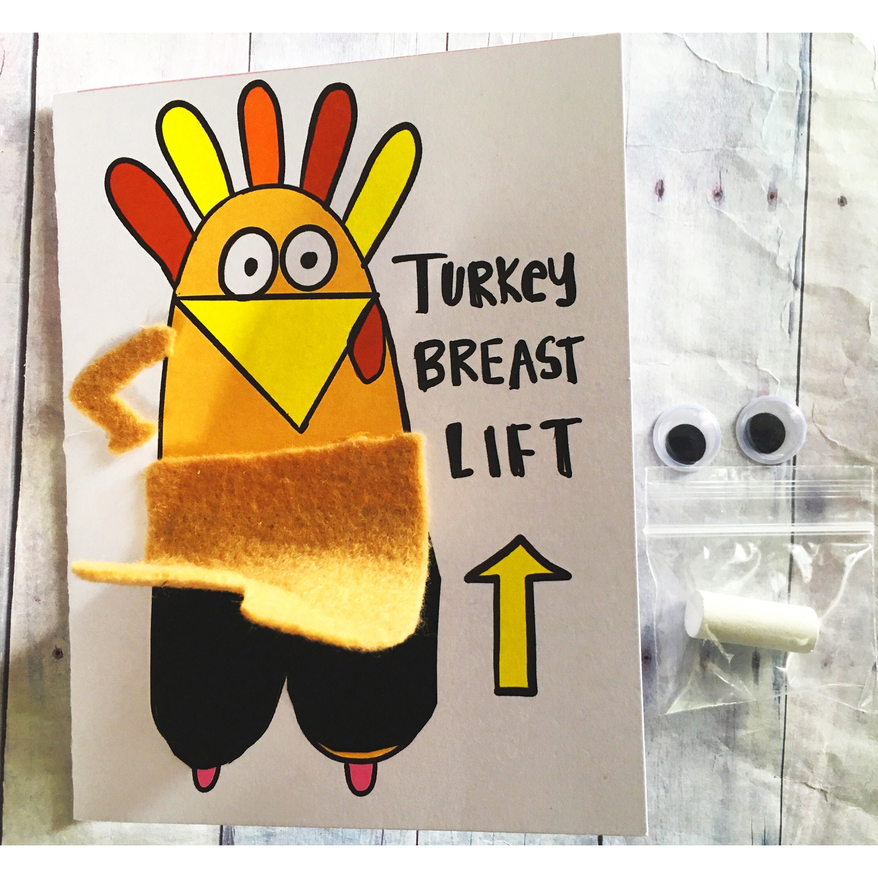 Turkey Breast Lift Popup Card, Boob Card, Happy Turkey Day, Breast Card
