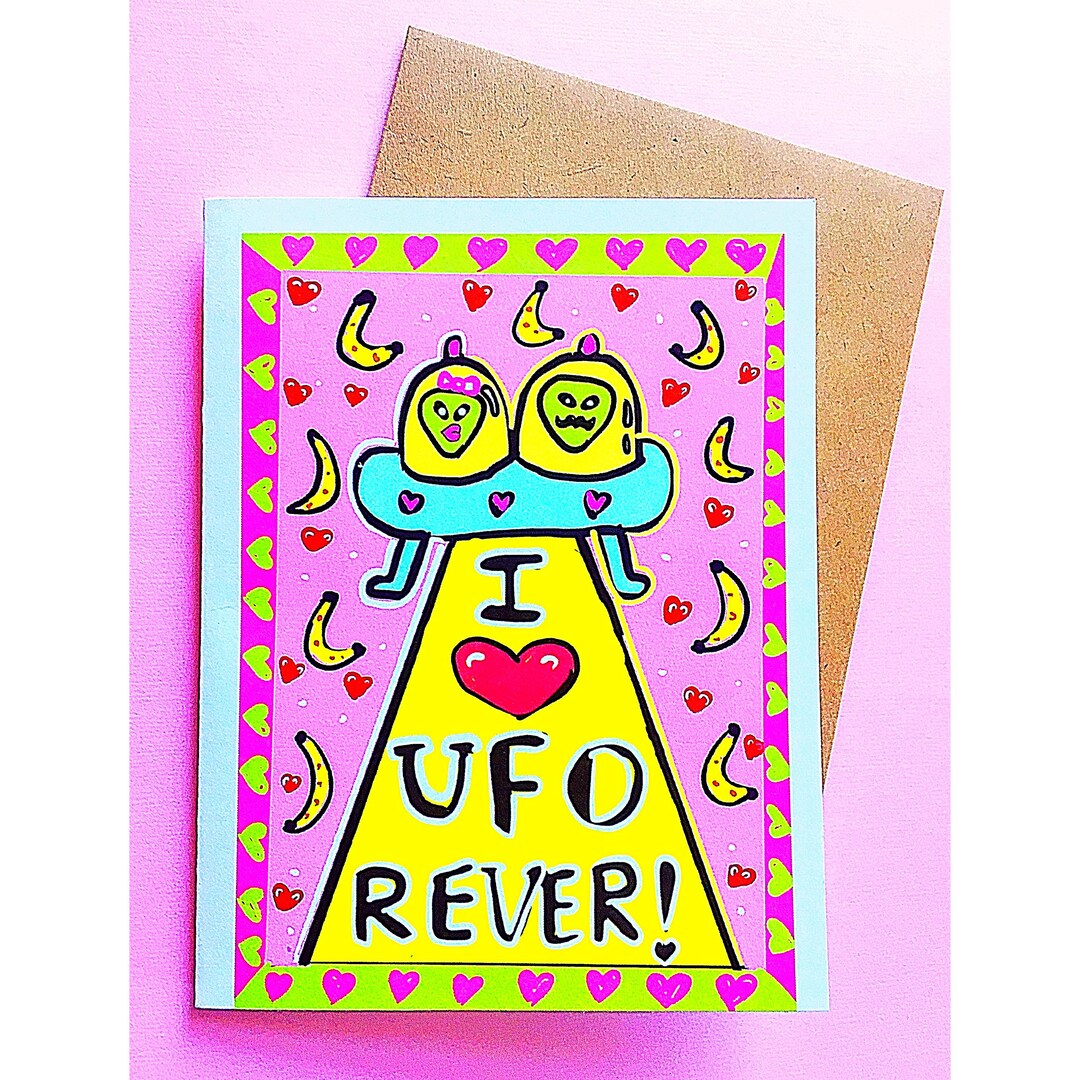Funny Alien UFO Pun Handmade Card, Sci-fi Love Birthday - Etsy