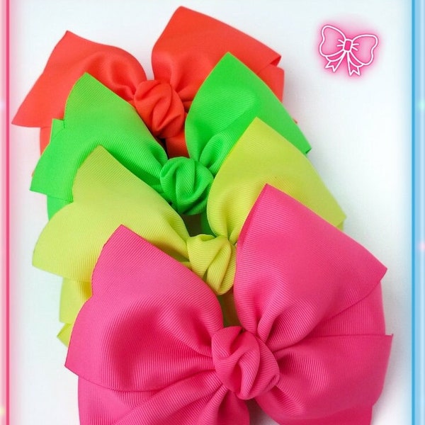 Neon Color HairBow, Summer Hair Bow, Big Hair Bow, Hair Bow for Girls