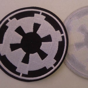 Imperial Cog Patch für Krawattenpilot, Scanning Crew usw., Durchmesser 7,5 cm, Schwarz/Weiß ODER Schwarz/Silber gestickt, Star Wars