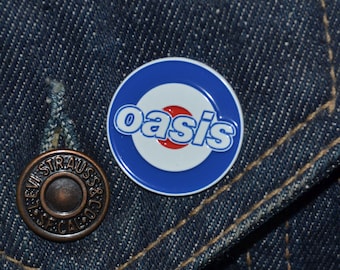 Oasis Target Style Pin (max.dim 25mm) Enamel Metal Lapel Badge Noel Liam Gallagher Britpop Blur Suede Wonderwall Morning Glory Music MC tp