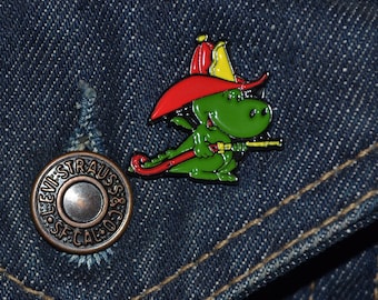 Spilla in stile Grisu o Draghetto (max. dim. 25 mm) Pompiere - Spilla in metallo smaltato mb Stock limitato