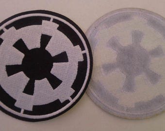 Parche Imperial Cog para Piloto TIE, Tripulación de Escaneo, etc. - Diámetro 7,6 cm, Bordado en blanco y negro o plateado, Star Wars ts