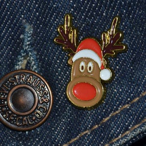 Rudolph The Red Nose Raindeer Pin (max.dim 25mm)  - Enamel Metal Lapel Pin Badge Rudolf Christmas
