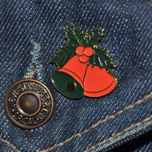 Christmas Bells Pin (max.dim 25mm)  - Enamel Metal Lapel Pin Badge  Christmas