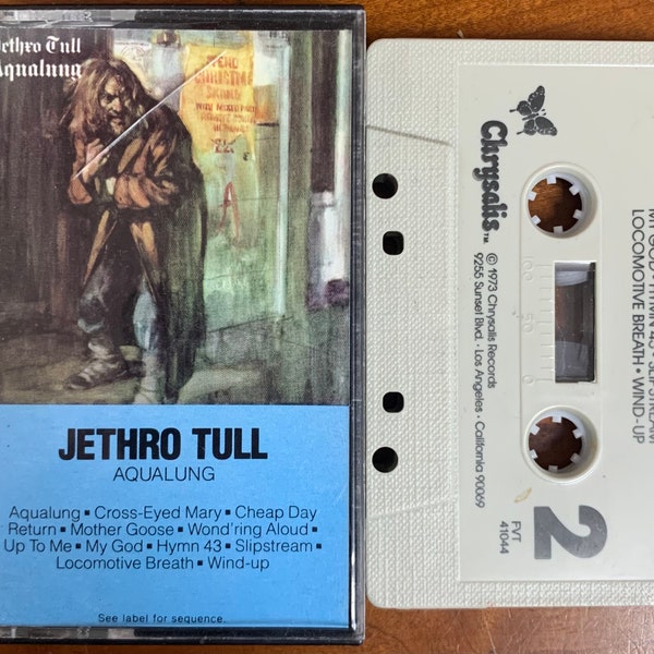 Vintage Cassette Tape - Jethro Tull, Aqualung, Chrysalis, 1973, Tested, Plays Well