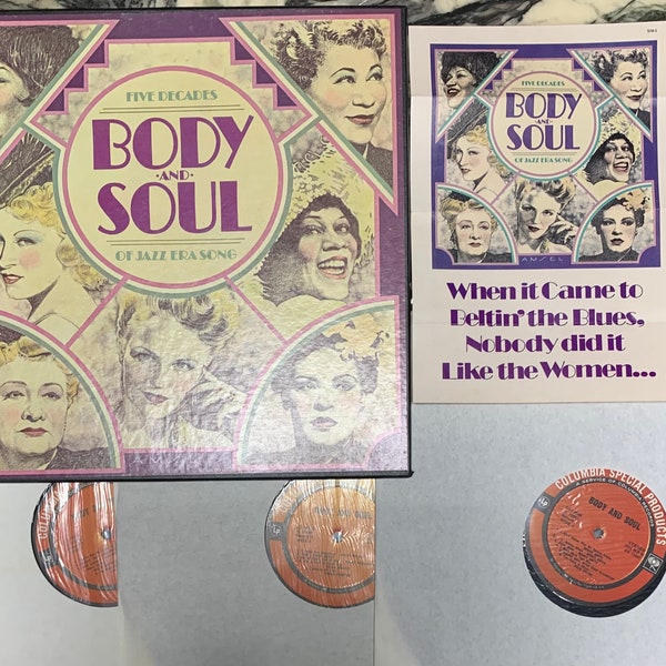 Vintage Vinyl - Body and Soul, Five Decades of Jazz Era Song, Billie Holiday, Sarah Vaughan, Ella Fitzgerald, Anita O’Day, columbia 3LPs Box