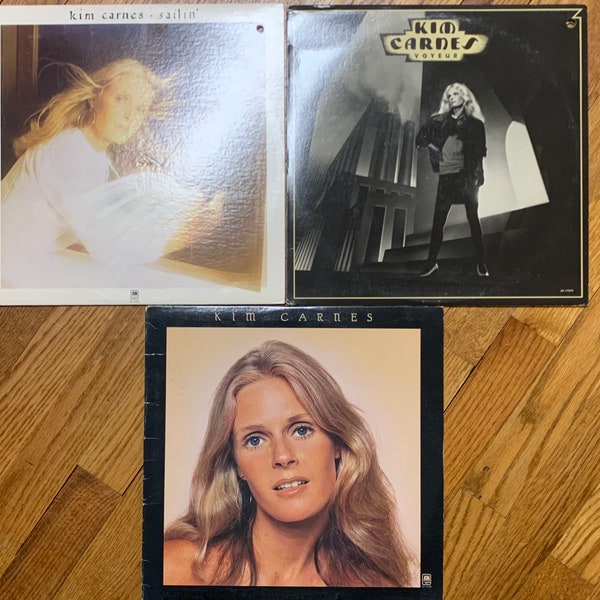 Vintage Vinyl - Lot of 3, Kim Carnes, Sailin’(White Label Promo), Voyeur, Self Titled Album