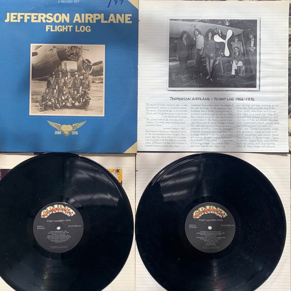 Vintage Rock LP - Jefferson Airplane - Flight Log, 2LPs with Photo Book, Grunt, Grace Slick, Paul Kantner