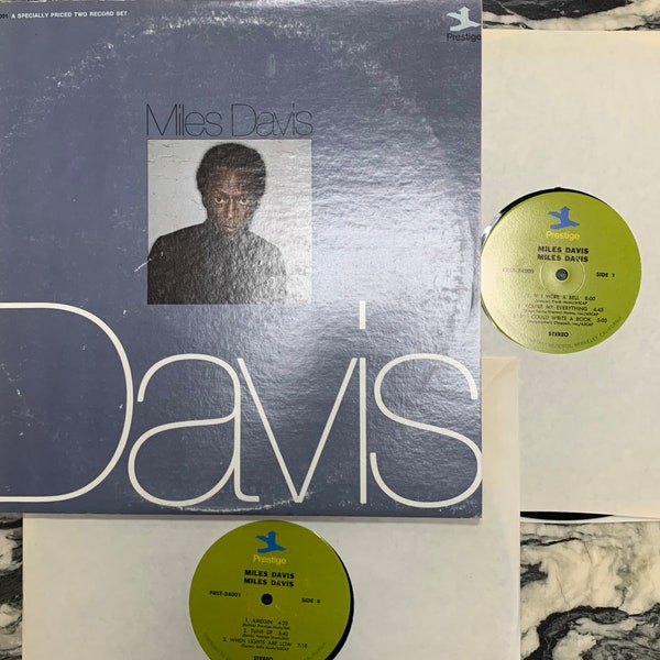 Vintage Jazz LP - Miles Davis, Self-Titled Album, Prestige Stereo PRST-24001, 2 LPs, John Coltrane, Red Garland, Paul Chambers, Van Gelder