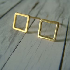 Stud earrings Geo Mini - square gold plated gold minimalist earrings