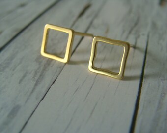 Earrings Geo Mini - Square Gold Plated Gold Minimalist Earrings