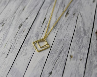 Geometrie - Kette Quadrate gold