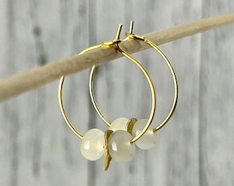 Earrings hoop earrings mint transparent gold agate elegant noble