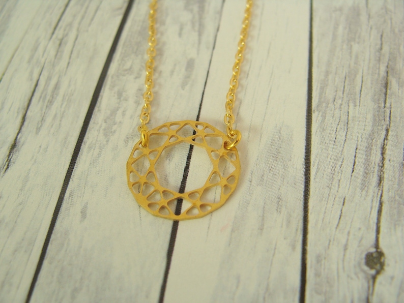 zarte, geometrische Kette gold Boho Kreis minimalistisch kurz Bild 1