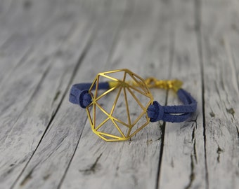 geometric bracelet boho blue gold