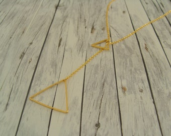 lange Kette Geometrie Dreieck Zwillinge gold