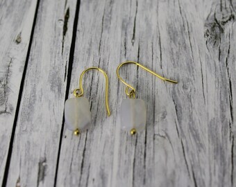 Sweet earrings: white, faceted, gold transparent, light