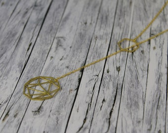 long chain geo jewelry twins gold art deco hexagon