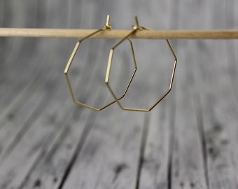 geometric hoop earrings hexagon hexagon gold graphically minimalist