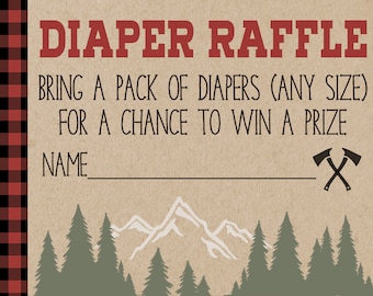 Lumberjack Camping Baby Shower Diaper Raffle Card