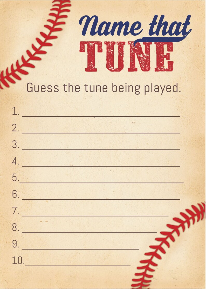 Baseball Baby Shower Games Name That Tune Etsy