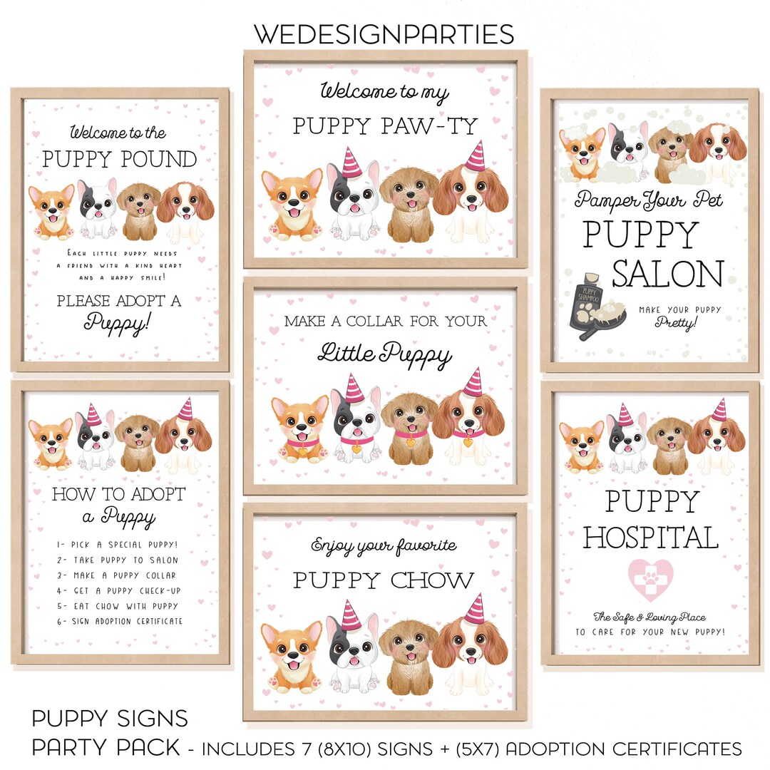 Puppy Birthday Party Signs Party Pack Plus Free 8x10 Puppy House Sign ...
