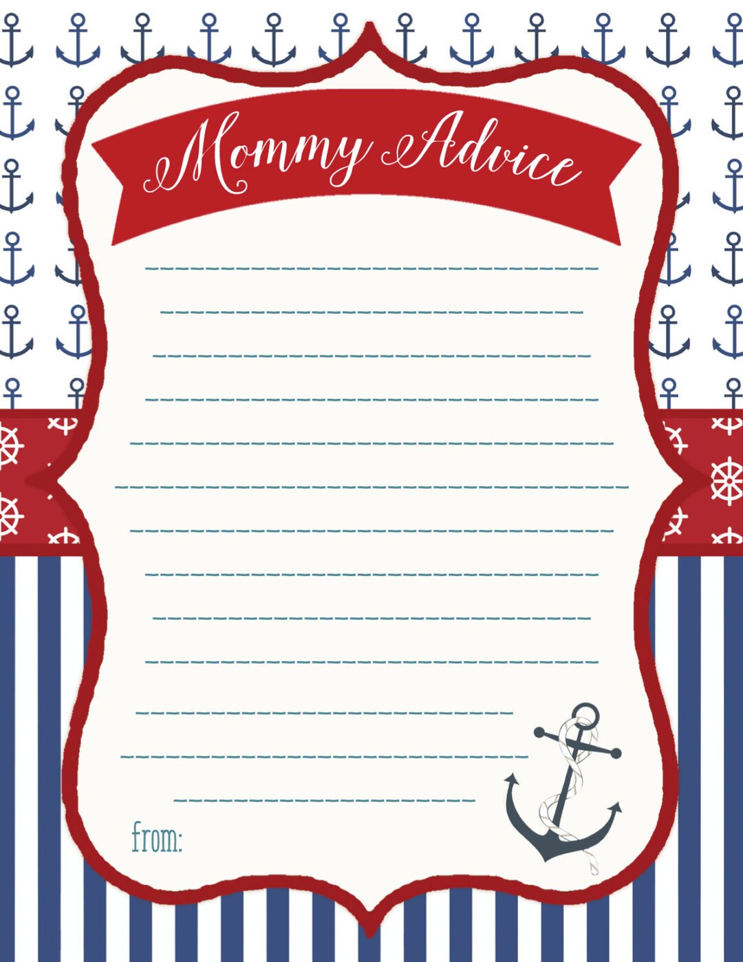 Baby Shower Mommy Advice Cards Nautical - Etsy