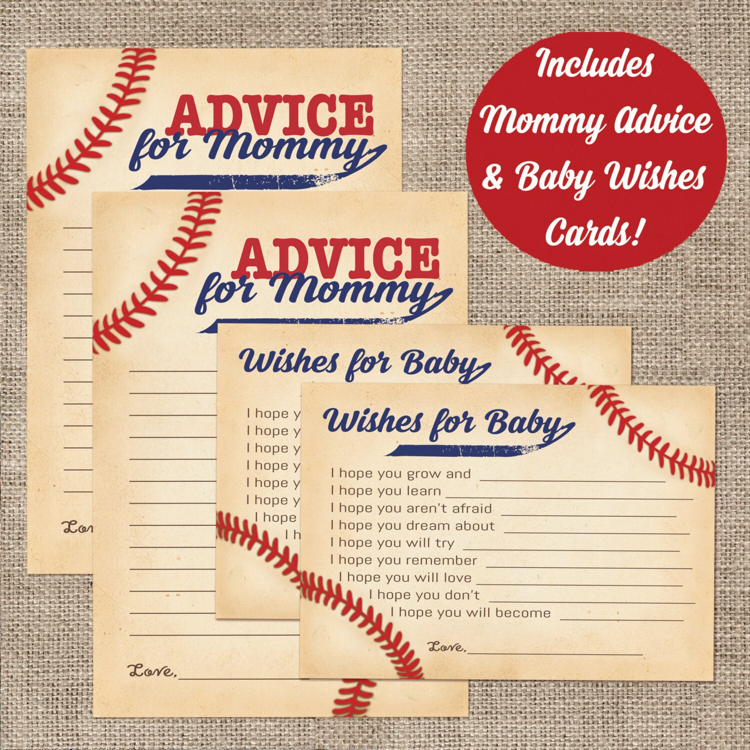 Baseball Baby Shower Mommy Advice & Wishes for Baby Cards Etsy