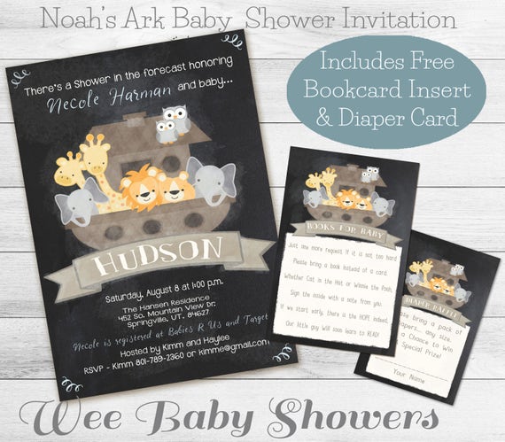 Noah's Ark Baby Shower Chalkboard Baby Shower Invitation - Etsy