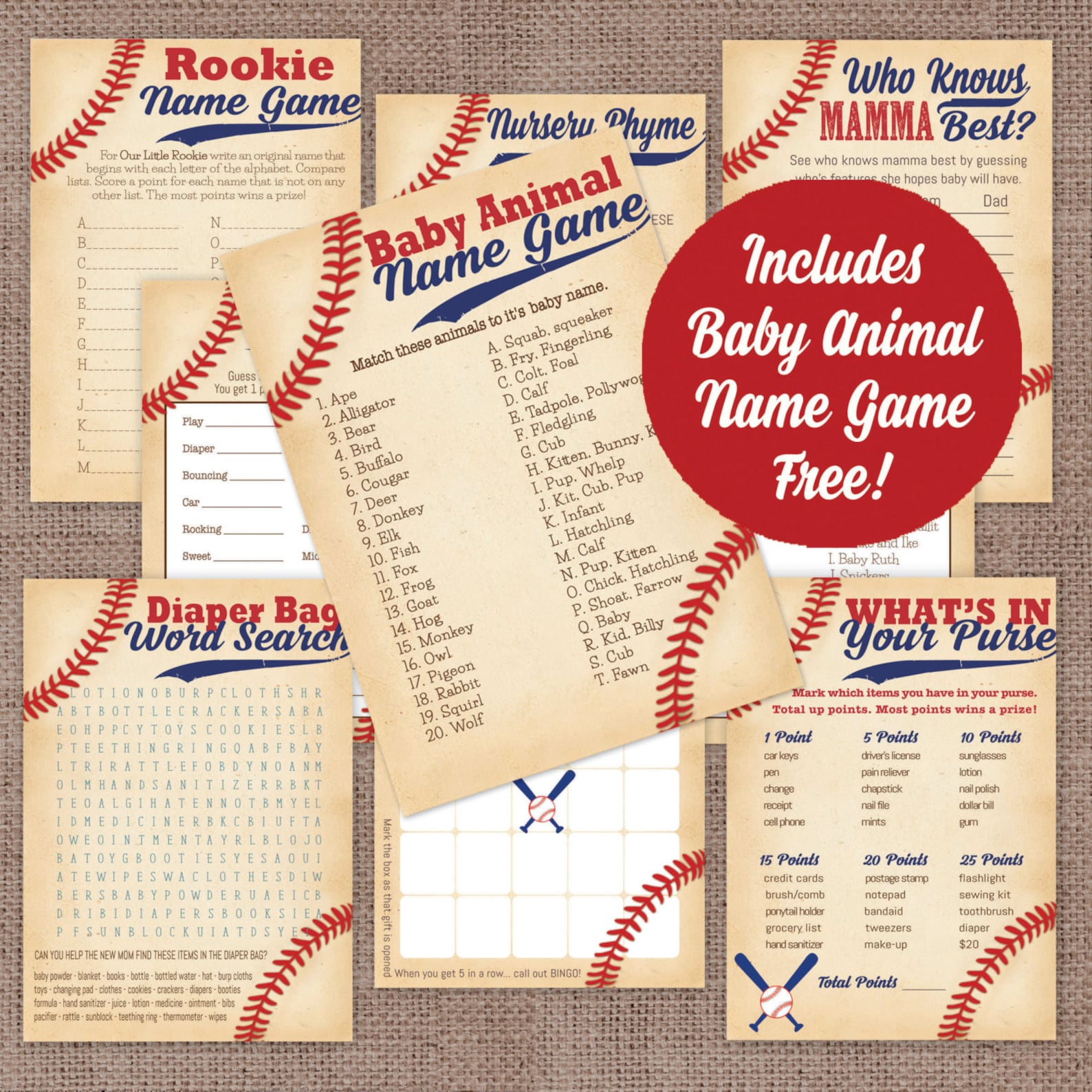 Baseball Baby Shower Mega 8game Pack Plus 1 Free Game Sports Etsy