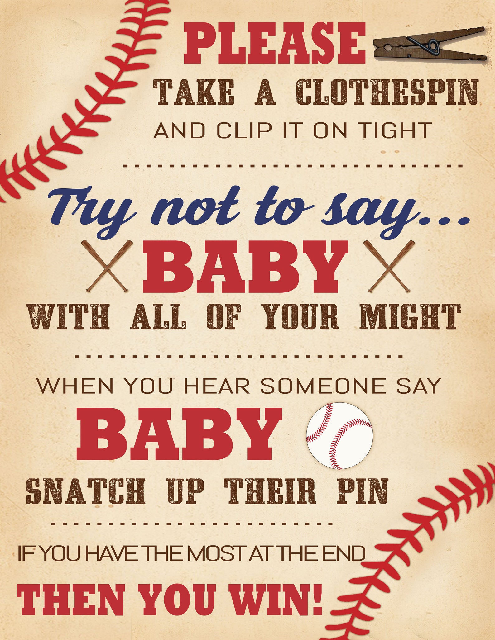 Baseball Clothespin Game Printable