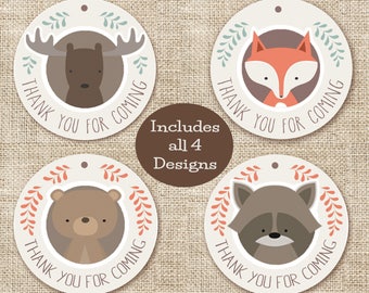 Woodland Animal Baby Shower Favors, Thank you tags