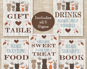 Woodland Animals Baby Shower Signs