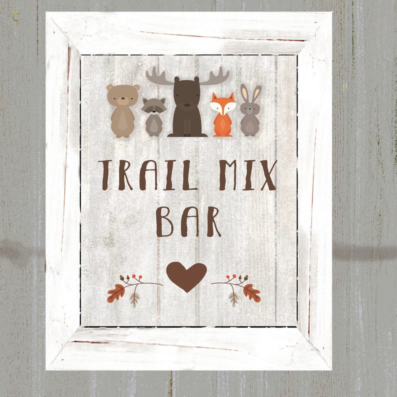 Woodland Animals Trail Mix Bar Sign Etsy