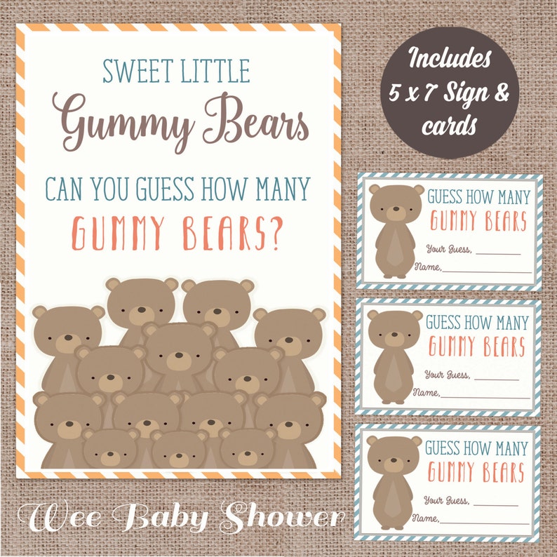 Woodland Little one Shower Gummy Undergo guessing activity graphic regarding Gummy Bear Printable named Woodland Boy or girl Shower Gummy Go through guessing recreation