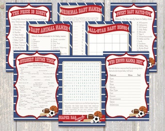 All-Star Baby Shower 8-Game Pack, Sports Baby Shower