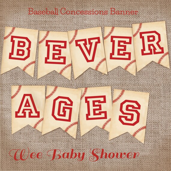 Baseball Baby Shower Beverages Banner Vintage Baseball Banner Etsy