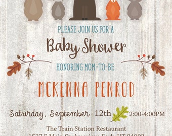 Instant Download Editable Woodland Baby Shower Invitation