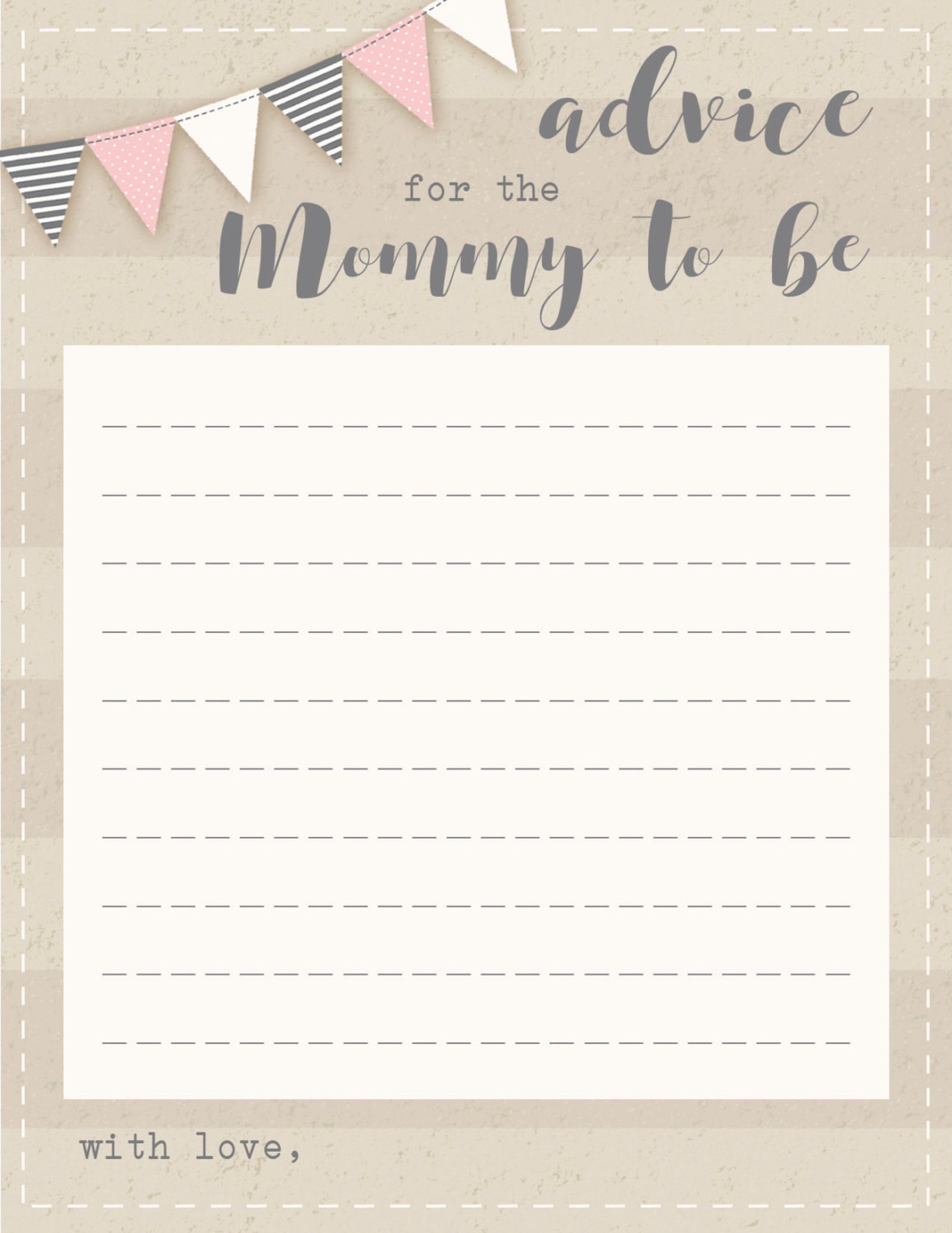 Banner Baby Shower Mommy Advice & Wishes for Baby Cards Etsy