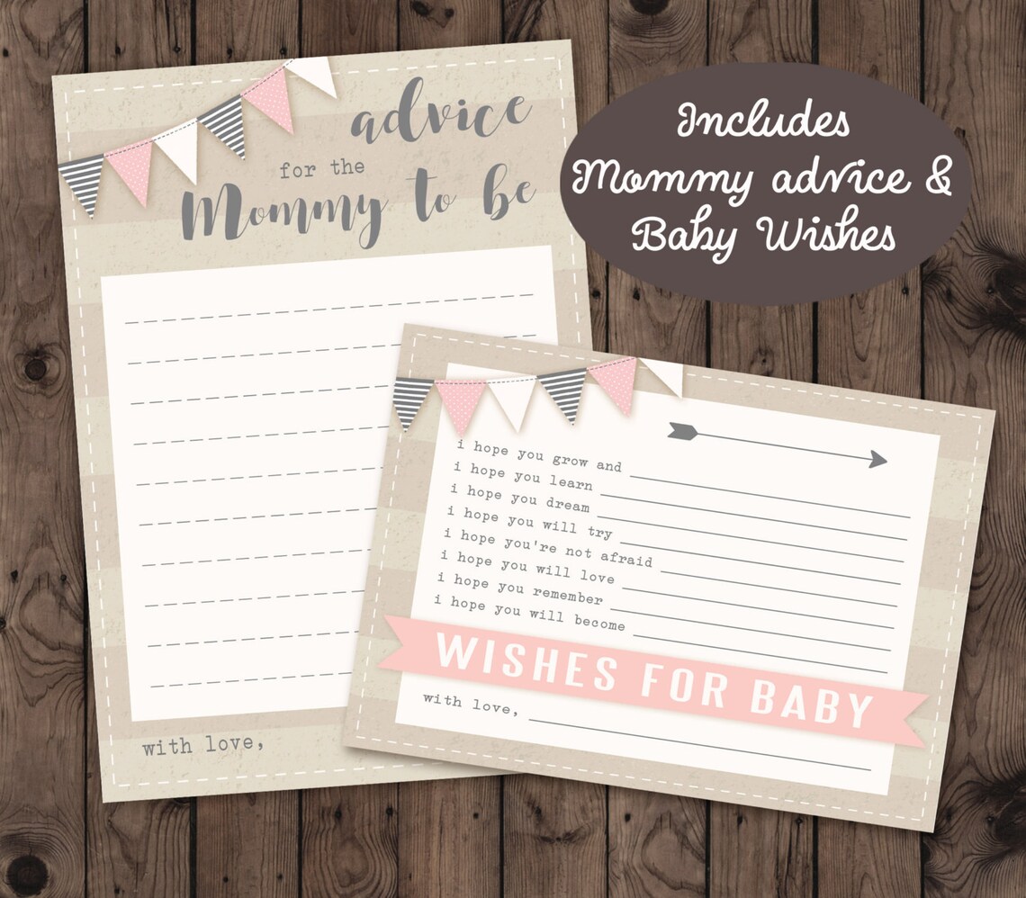 Banner Baby Shower Mommy Advice & Wishes for Baby Cards Etsy