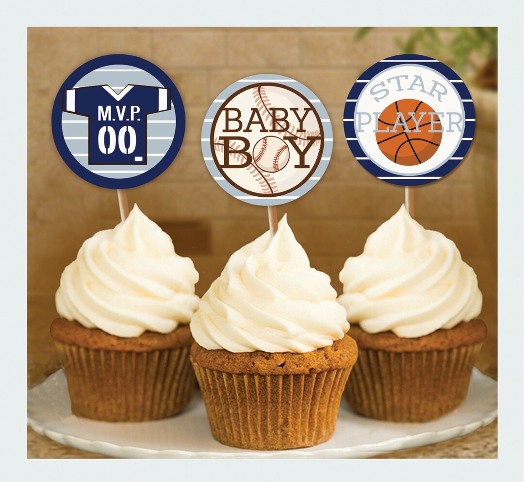 Sport Baby Shower Sport Cupcake Toppers Etsy