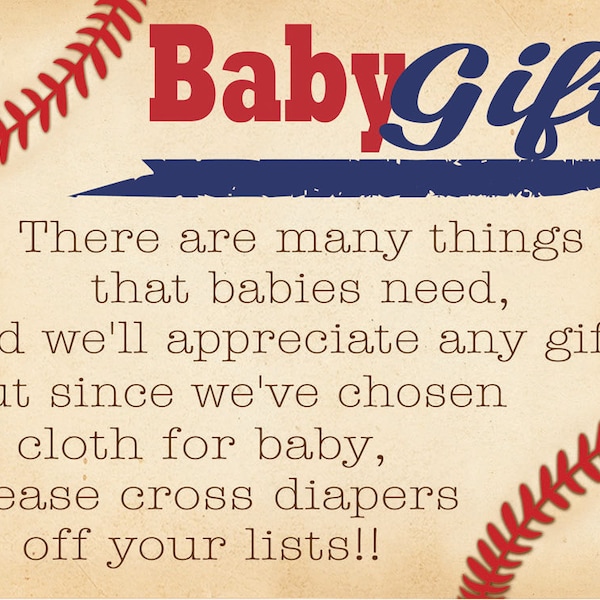 Baseball Baby Shower Cloth Diaper Insert