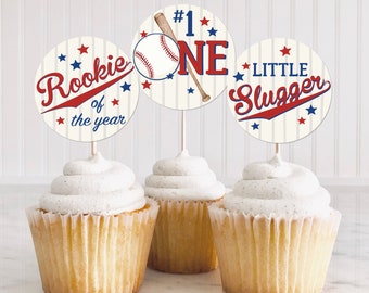 Baseball Birthday,1st Birthday, Cupcake Toppers, Instant Download